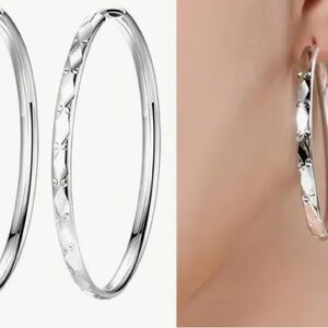 Timeless Silver Textured Hoop Earrings